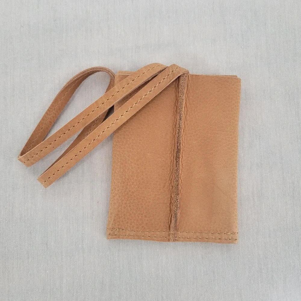 Latico Leathers Tan Pebbled Leather Lanyard Wallet ID Holder with Neck‎ Strap
